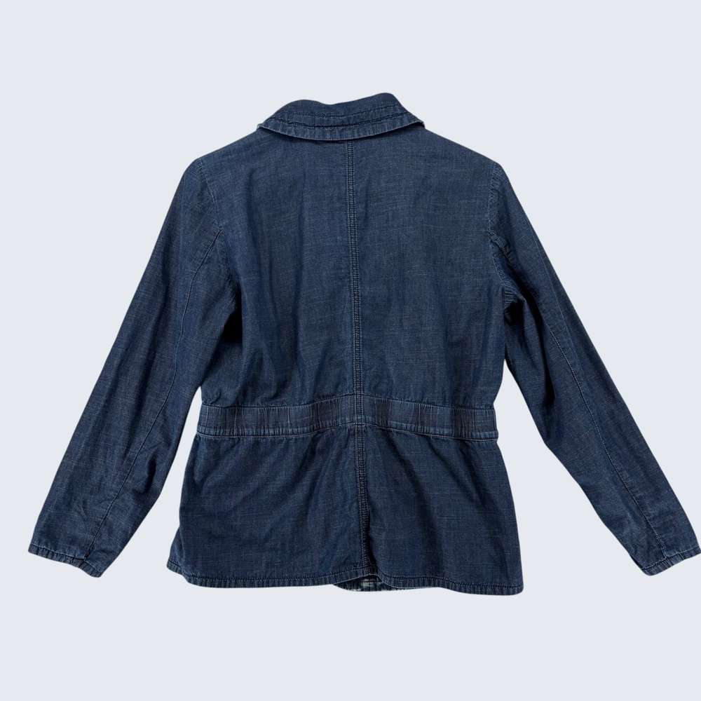 Chico's Women's Jacket Est Size M Blue Denim Zip Front Reversible Utility Casual - Picture 6 of 9